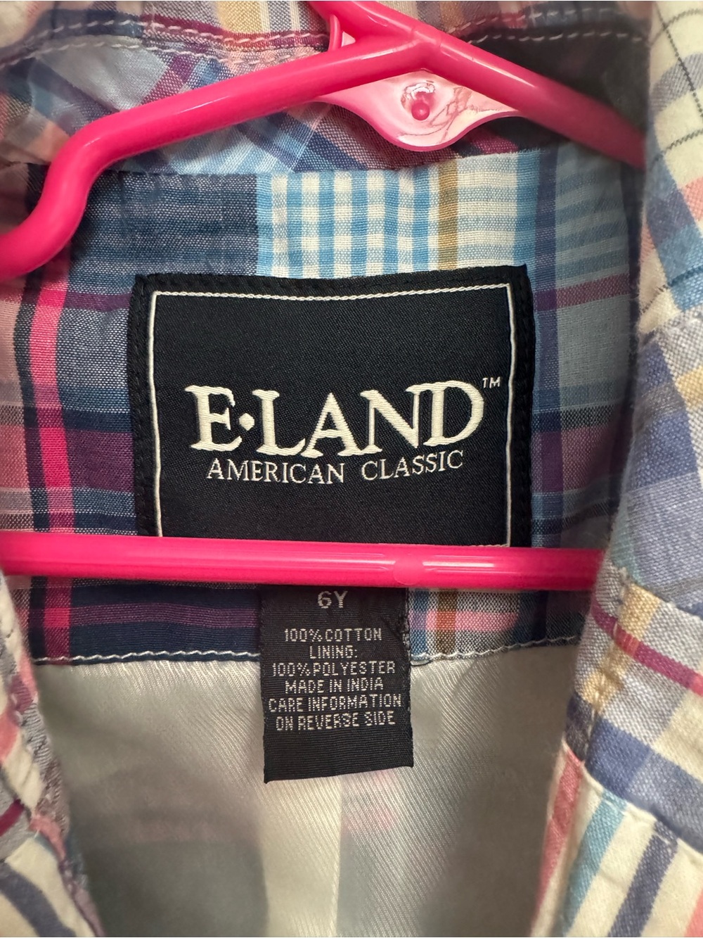 E·LAND Patchwork Madras Cotton Blazer size 6 - Picture 3 of 3